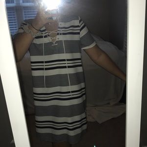 Striped lace up dress